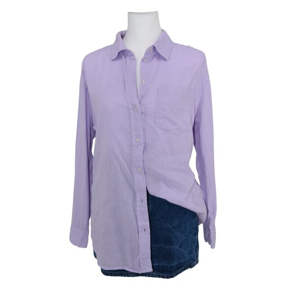 GAP Lilac Lavender Purple Linen Blend Button Shirt S Minimal Softcore Breathable - Picture 1 of 9